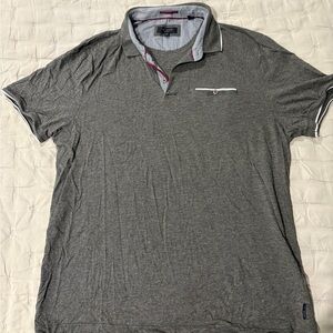 Ted Baker Charcoal Polo Shirt with White Accents
